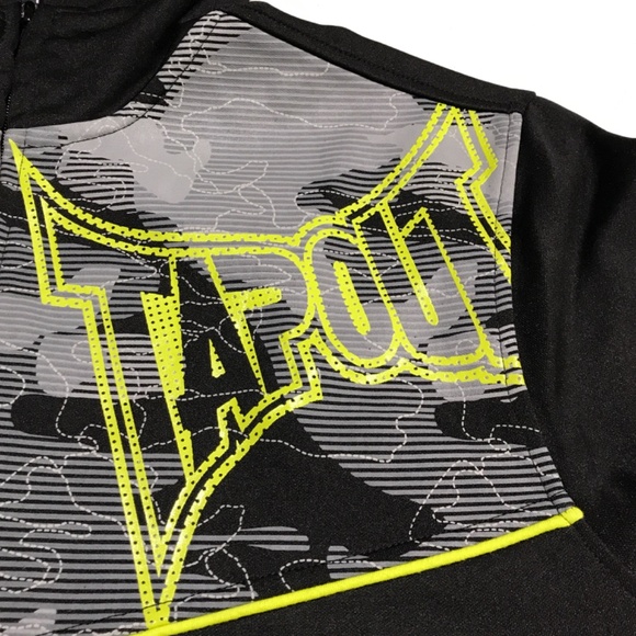 TAP OUT Jacket Full Zip Mens Large Slim Black Stretch Track TapOut Gym Workout - Picture 3 of 11